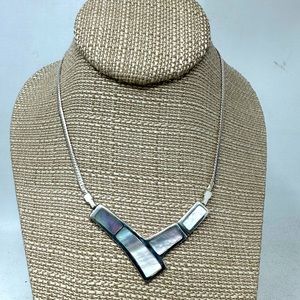 JTYDS Delicate iris White Shell Necklace, 18" Length, Silver .925